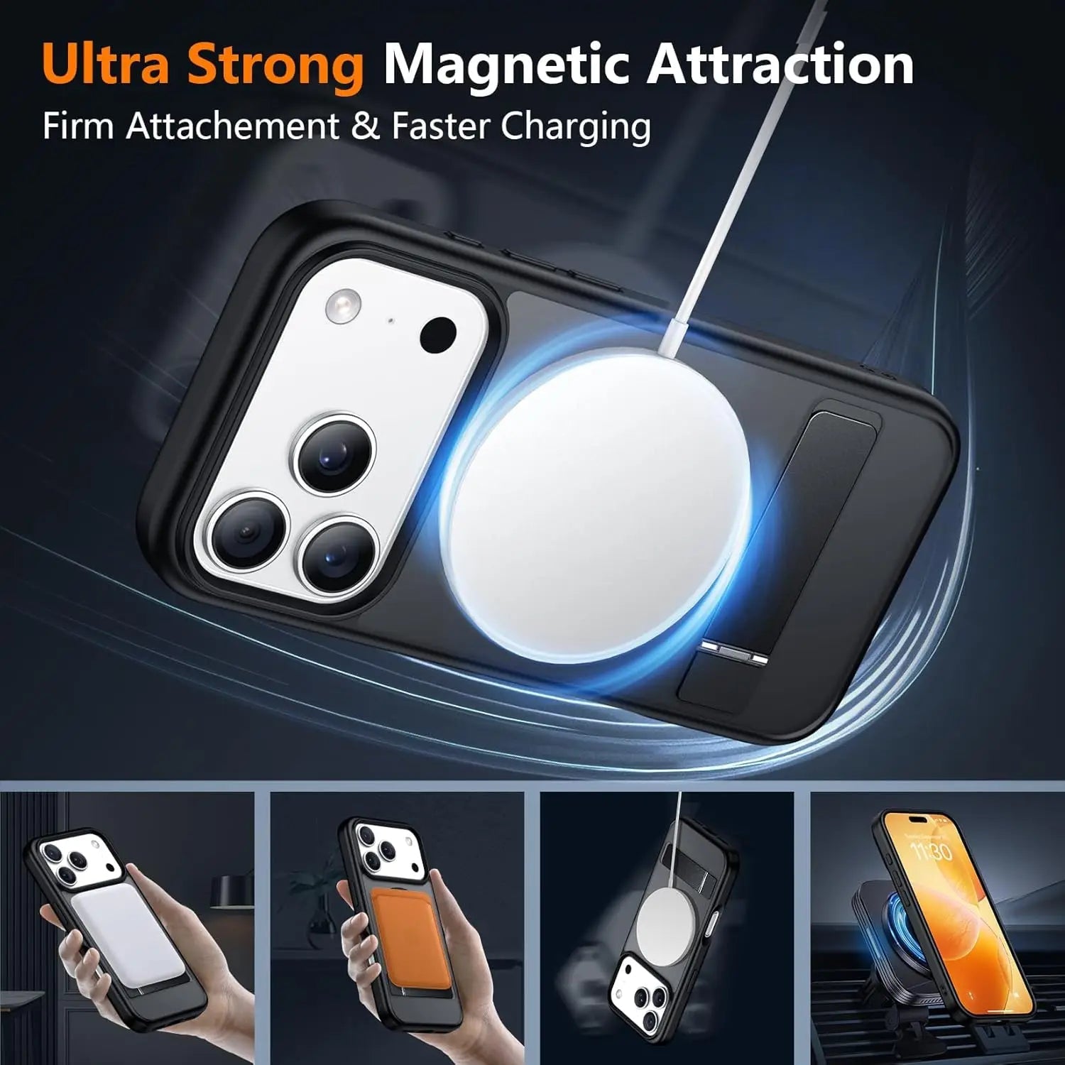 Magnetic Mobile Phone Case with Stand for iPhone 16 17 Pro Max 15 14 Plus 13 12 Translucent Cover with Kickstand - Fix & GoMagnetic Mobile Phone Case with Stand for iPhone 16 17 Pro Max 15 14 Plus 13 12 Translucent Cover with KickstandTechnologie PortableFix & Go