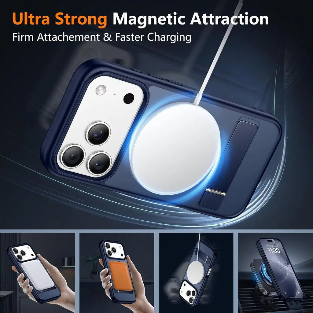Magnetic Mobile Phone Case with Stand for iPhone 16 17 Pro Max 15 14 Plus 13 12 Translucent Cover with Kickstand - Fix & GoMagnetic Mobile Phone Case with Stand for iPhone 16 17 Pro Max 15 14 Plus 13 12 Translucent Cover with KickstandTechnologie PortableFix & Go