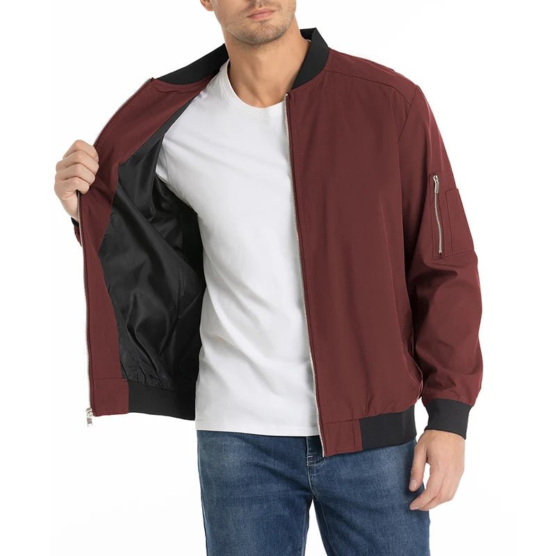 Men's Autumn Bomber Jacket Casual Spring Full Zipper Varsity Baseball Coat Fashion Lightweight Sport Track Jacket US/EU Size - FATAONMen's Autumn Bomber Jacket Casual Spring Full Zipper Varsity Baseball Coat Fashion Lightweight Sport Track Jacket US/EU SizeMode HommeFATAON