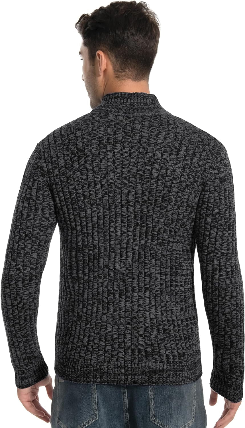 Men'S Cardigan Sweaters Full Zip up Stand Collar Slim Fit Casual Knitted Sweater with 2 Front Pockets - Fix & GoMen'S Cardigan Sweaters Full Zip up Stand Collar Slim Fit Casual Knitted Sweater with 2 Front PocketsFix & Go