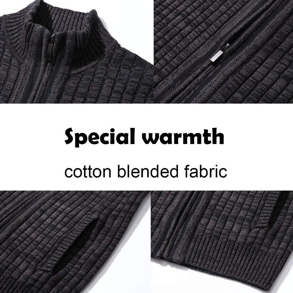 Men'S Cardigan Sweaters Full Zip up Stand Collar Slim Fit Casual Knitted Sweater with 2 Front Pockets - Fix & GoMen'S Cardigan Sweaters Full Zip up Stand Collar Slim Fit Casual Knitted Sweater with 2 Front PocketsFix & Go