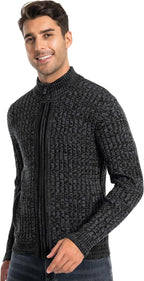 Men'S Cardigan Sweaters Full Zip up Stand Collar Slim Fit Casual Knitted Sweater with 2 Front Pockets - Fix & GoMen'S Cardigan Sweaters Full Zip up Stand Collar Slim Fit Casual Knitted Sweater with 2 Front PocketsFix & Go