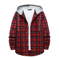 Men'S Casual Plaid Flannel Jacket with Hoodie Lightweight Fall Winter Long Sleeve Button down Plaid Flannel Hooded Shirt Red L - Fix & GoMen'S Casual Plaid Flannel Jacket with Hoodie Lightweight Fall Winter Long Sleeve Button down Plaid Flannel Hooded Shirt Red LFix & Go