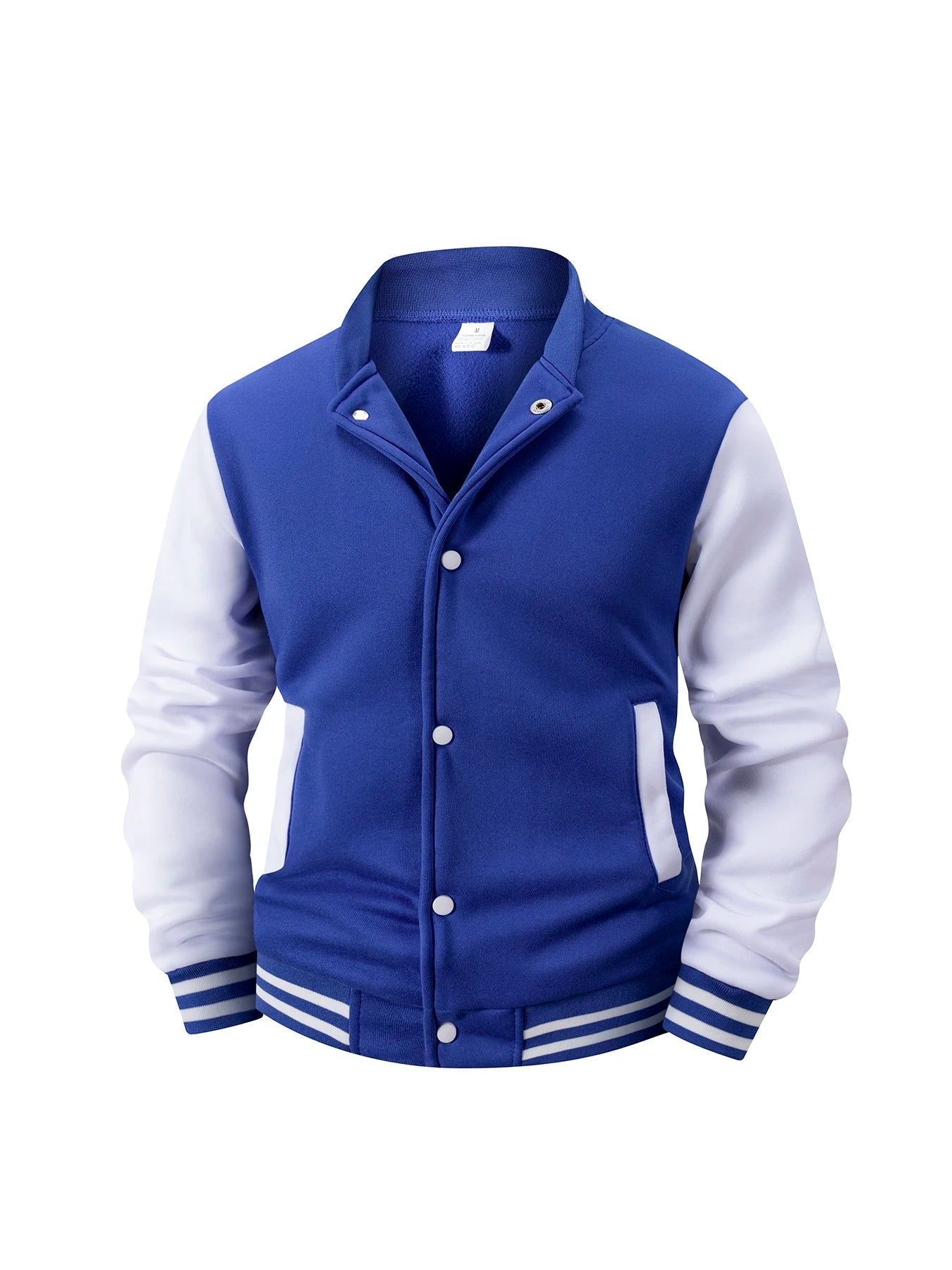 Men's Fleece - Lined Varsity Jacket Autumn Winter Warm Color Block Baseball Jacket Button Front & Striped Cuffs Retro Casual Coat - Fix & GoMen's Fleece - Lined Varsity Jacket Autumn Winter Warm Color Block Baseball Jacket Button Front & Striped Cuffs Retro Casual CoatFix & Go
