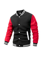 Men's Fleece - Lined Varsity Jacket Autumn Winter Warm Color Block Baseball Jacket Button Front & Striped Cuffs Retro Casual Coat - Fix & GoMen's Fleece - Lined Varsity Jacket Autumn Winter Warm Color Block Baseball Jacket Button Front & Striped Cuffs Retro Casual CoatFix & Go