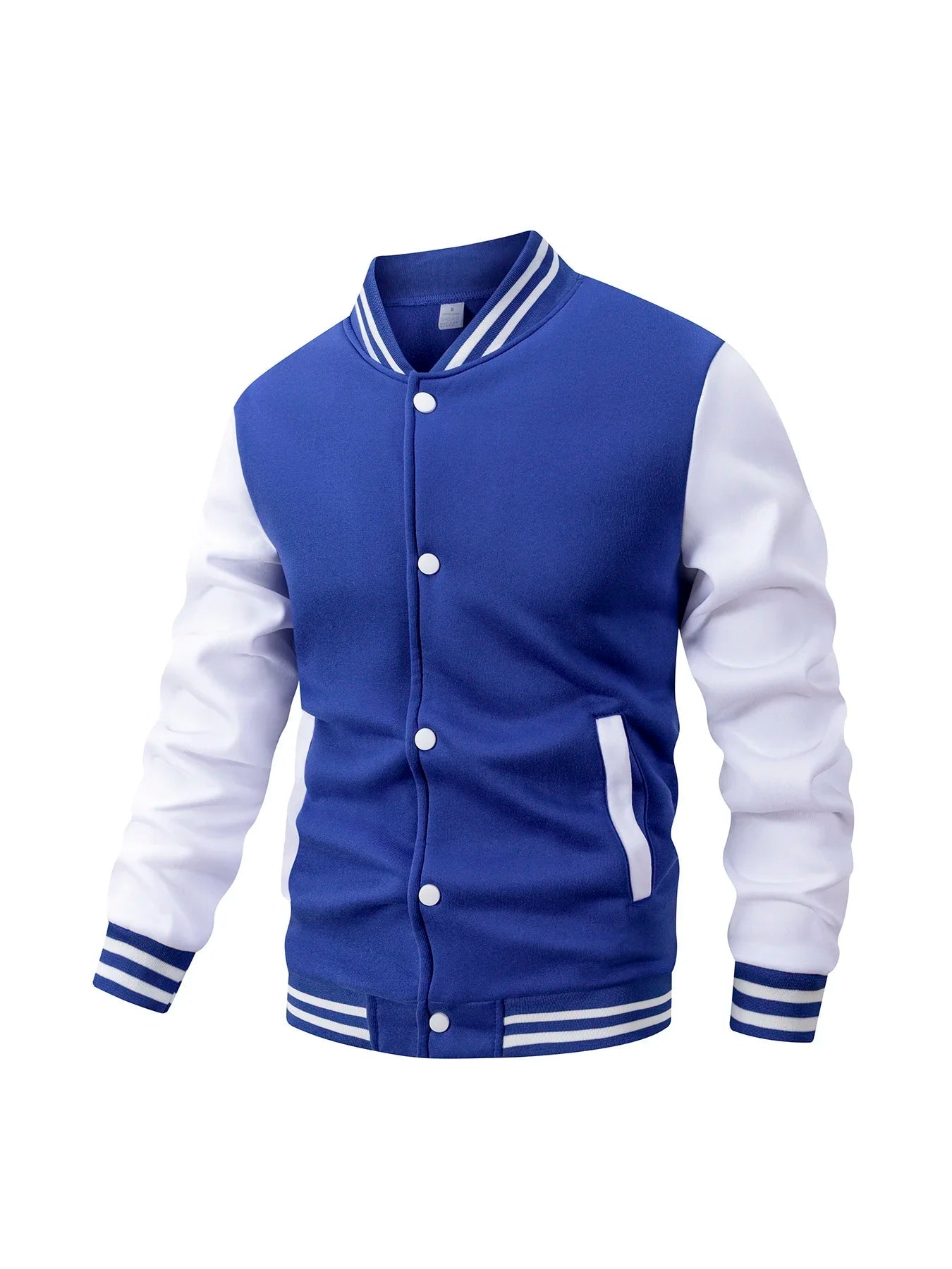 Men's Fleece - Lined Varsity Jacket Autumn Winter Warm Color Block Baseball Jacket Button Front & Striped Cuffs Retro Casual Coat - Fix & GoMen's Fleece - Lined Varsity Jacket Autumn Winter Warm Color Block Baseball Jacket Button Front & Striped Cuffs Retro Casual CoatFix & Go