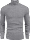 Mens Ribbed Slim Fit Knitted Pullover Casual Turtleneck Sweater - Fix & GoMens Ribbed Slim Fit Knitted Pullover Casual Turtleneck SweaterFix & Go