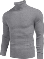 Mens Ribbed Slim Fit Knitted Pullover Casual Turtleneck Sweater - Fix & GoMens Ribbed Slim Fit Knitted Pullover Casual Turtleneck SweaterFix & Go
