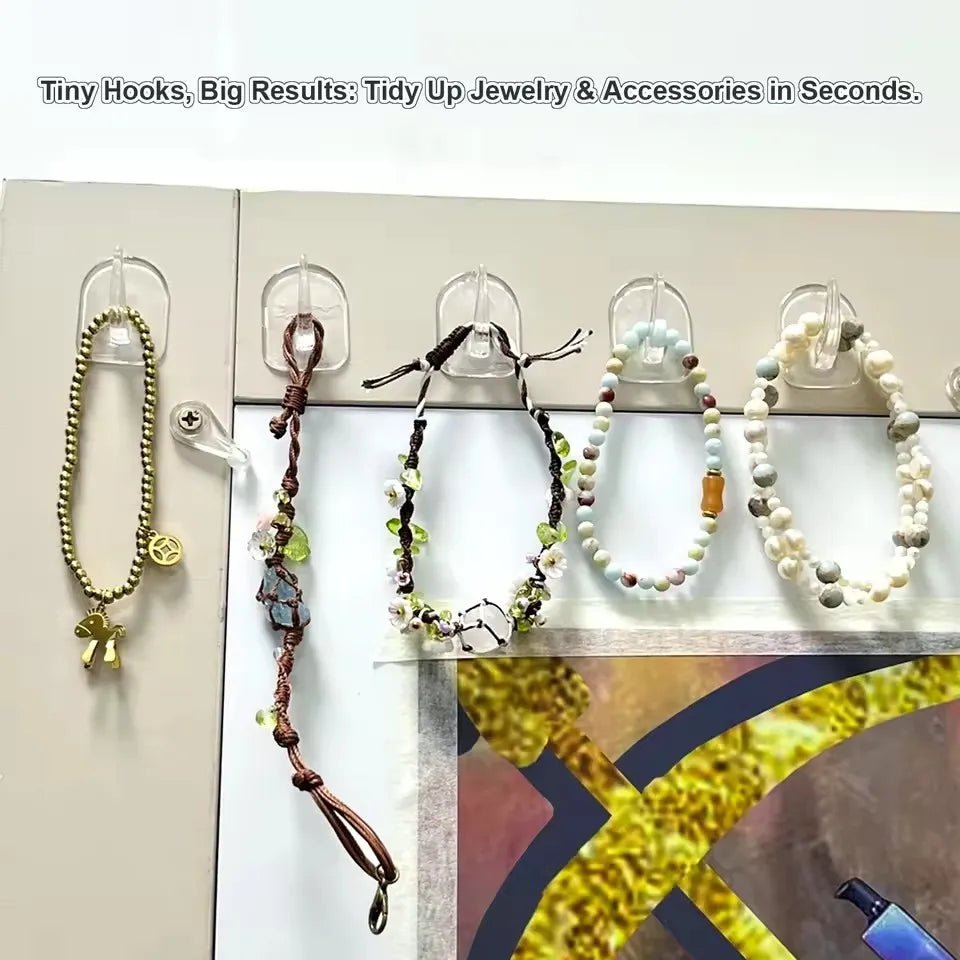 Mini crochet adhésif transparent et résistant pour porte de cuisine, miroir de salle de bain, armoire, rangement de bijoux, sans marques, sans perçage requis - FATAONMini crochet adhésif transparent et résistant pour porte de cuisine, miroir de salle de bain, armoire, rangement de bijoux, sans marques, sans perçage requisSolutions MaisonFATAON