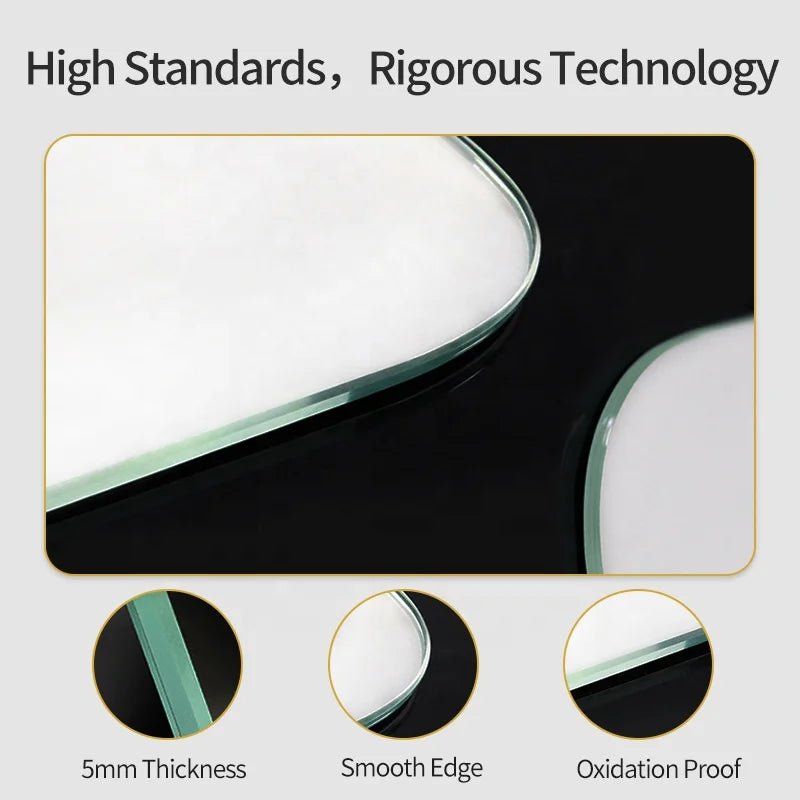 Miroir mural semi-cercle minimaliste moderne sans cadre, miroir monté sur verre pleine longueur de 5.0mm d'épaisseur - FATAONMiroir mural semi-cercle minimaliste moderne sans cadre, miroir monté sur verre pleine longueur de 5.0mm d'épaisseurSolutions MaisonFATAON