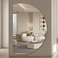 Miroir mural semi-cercle minimaliste moderne sans cadre, miroir monté sur verre pleine longueur de 5.0mm d'épaisseur - FATAONMiroir mural semi-cercle minimaliste moderne sans cadre, miroir monté sur verre pleine longueur de 5.0mm d'épaisseurSolutions MaisonFATAON