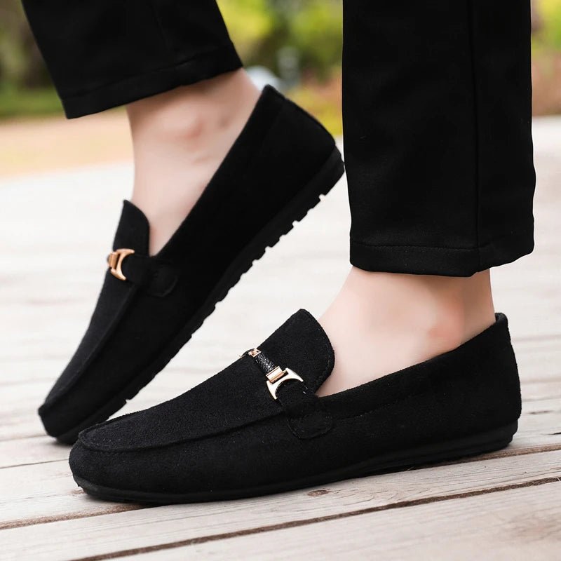 Mocassins en daim bleu pour hommes, chaussures de conduite plates respirantes, mocassins souples à enfiler, chaussures décontractées en cuir faites à la main, printemps et été - FATAONMocassins en daim bleu pour hommes, chaussures de conduite plates respirantes, mocassins souples à enfiler, chaussures décontractées en cuir faites à la main, printemps et étéMode HommeFATAON