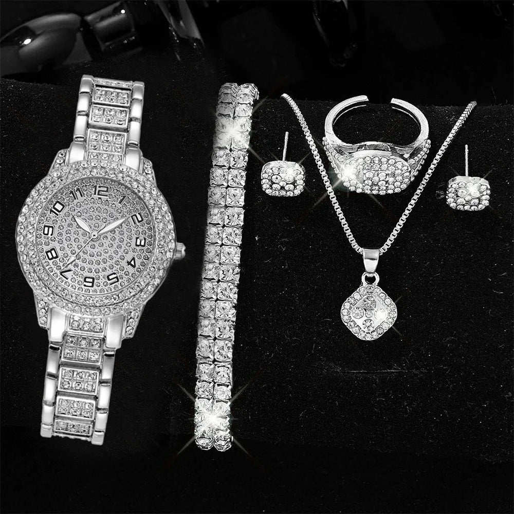 Montre à bande d'acier letterale romain entièrement en diamant avec charme étoilé ensemble de montre à quartz d'affaires - FATAONMontre à bande d'acier letterale romain entièrement en diamant avec charme étoilé ensemble de montre à quartz d'affairesMode HommeFATAON