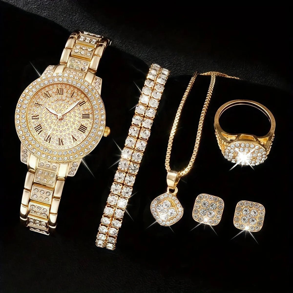 Montre à bande d'acier letterale romain entièrement en diamant avec charme étoilé ensemble de montre à quartz d'affaires - FATAONMontre à bande d'acier letterale romain entièrement en diamant avec charme étoilé ensemble de montre à quartz d'affairesMode HommeFATAON