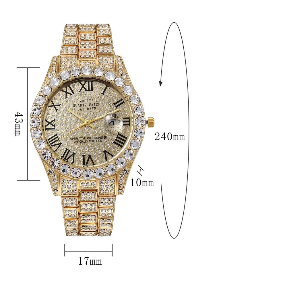 Montre à quartz avec bracelet en acier doré pour homme, échelle romaine, biscuits, calendrier, montre-bracelet classique, mode masculine, luxe - FATAONMontre à quartz avec bracelet en acier doré pour homme, échelle romaine, biscuits, calendrier, montre-bracelet classique, mode masculine, luxeMode HommeFATAON