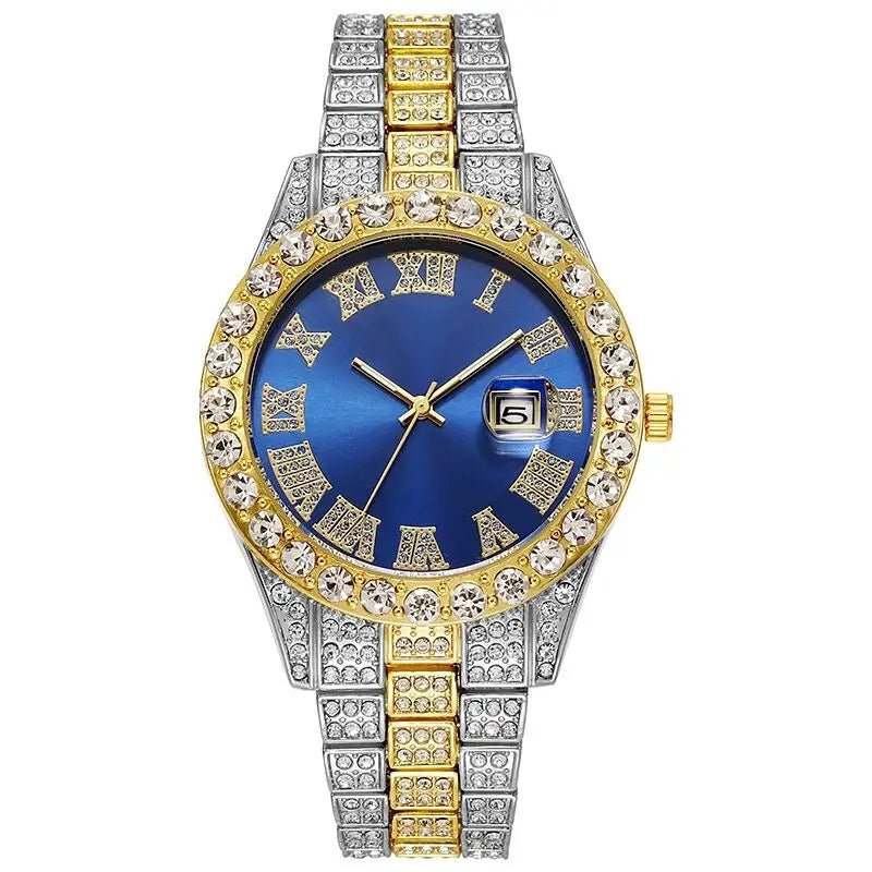 Montre à quartz avec bracelet en acier doré pour homme, échelle romaine, biscuits, calendrier, montre-bracelet classique, mode masculine, luxe - FATAONMontre à quartz avec bracelet en acier doré pour homme, échelle romaine, biscuits, calendrier, montre-bracelet classique, mode masculine, luxeMode HommeFATAON