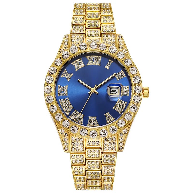 Montre à quartz avec bracelet en acier doré pour homme, échelle romaine, biscuits, calendrier, montre-bracelet classique, mode masculine, luxe - FATAONMontre à quartz avec bracelet en acier doré pour homme, échelle romaine, biscuits, calendrier, montre-bracelet classique, mode masculine, luxeMode HommeFATAON