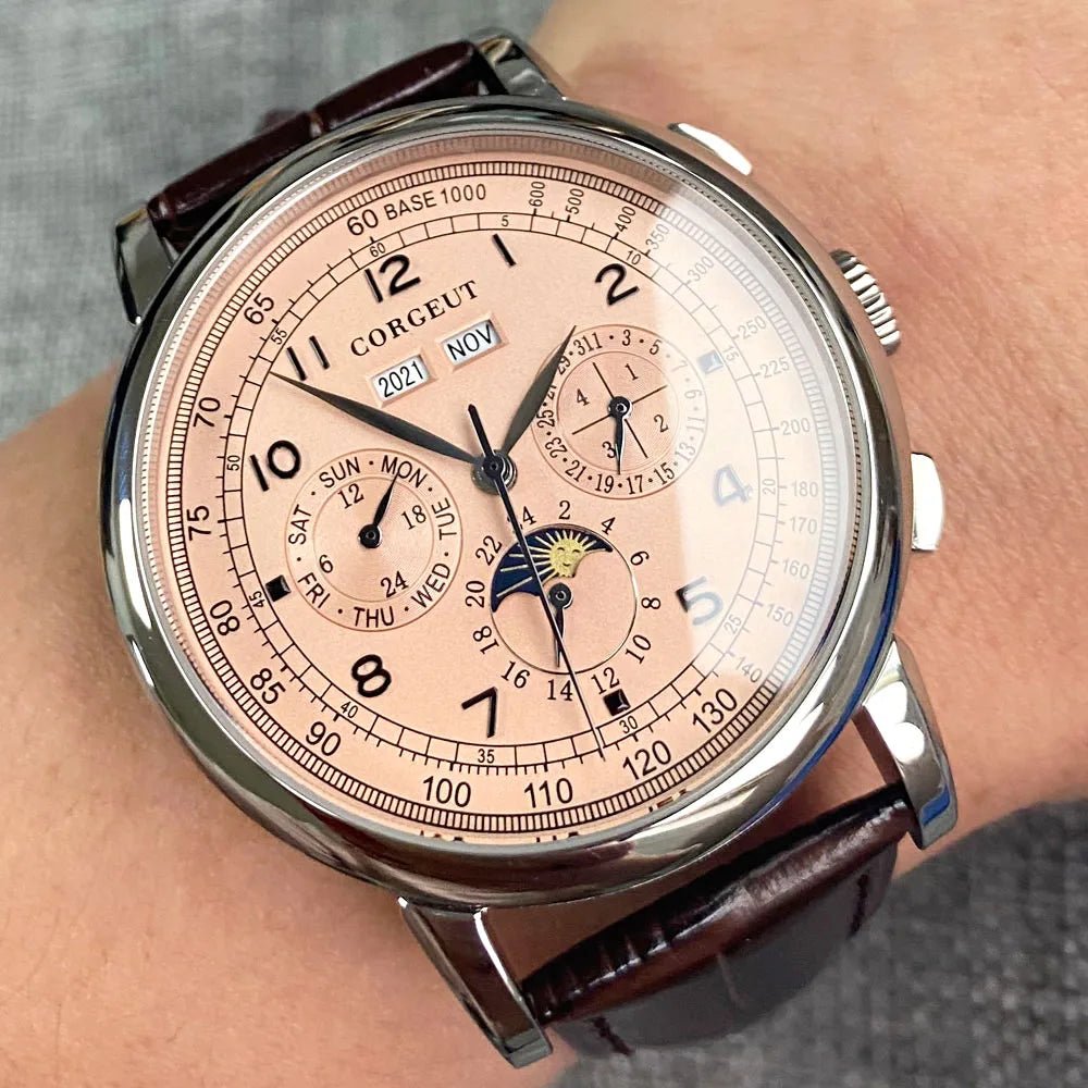 Montre automatique pour hommes Multification Date jour mois année 316L montre mécanique pour hommes boîtier poli indicateur jour/nuit 42mm - FATAONMontre automatique pour hommes Multification Date jour mois année 316L montre mécanique pour hommes boîtier poli indicateur jour/nuit 42mmMode HommeFATAON