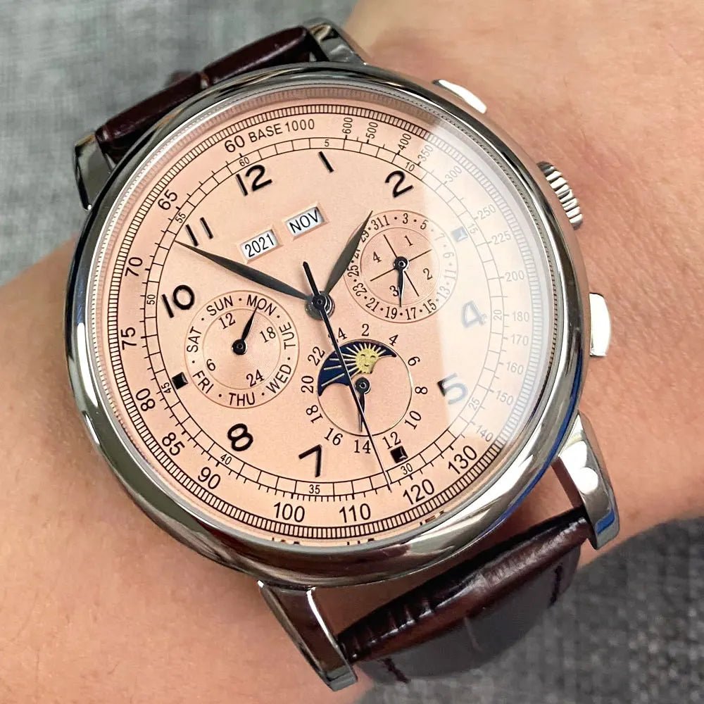 Montre automatique pour hommes Multification Date jour mois année 316L montre mécanique pour hommes boîtier poli indicateur jour/nuit 42mm - FATAONMontre automatique pour hommes Multification Date jour mois année 316L montre mécanique pour hommes boîtier poli indicateur jour/nuit 42mmMode HommeFATAON