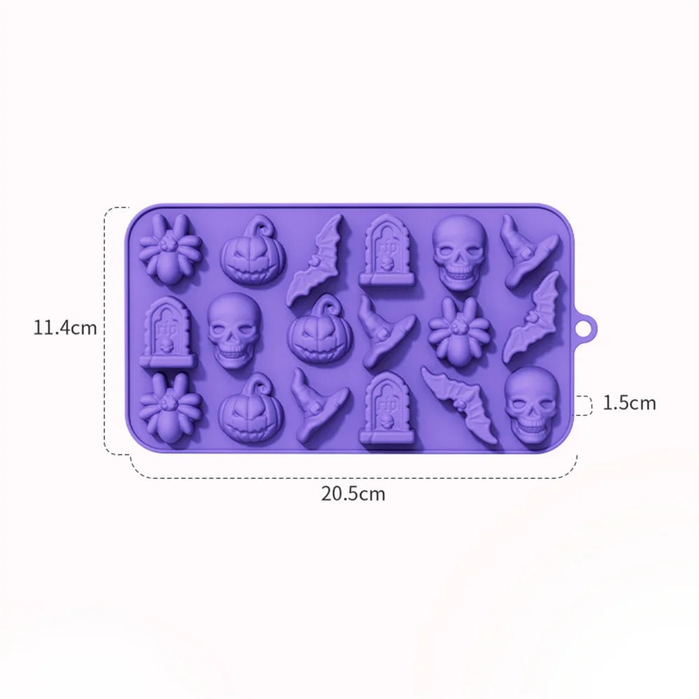 Moules d'halloween en Silicone pour chocolat 3D, moule gommeux, crâne, citrouille, chauve-souris, fantôme, chapeau de sorcière, araignée, pierre tombale - FATAONMoules d'halloween en Silicone pour chocolat 3D, moule gommeux, crâne, citrouille, chauve-souris, fantôme, chapeau de sorcière, araignée, pierre tombaleSolutions MaisonFATAON