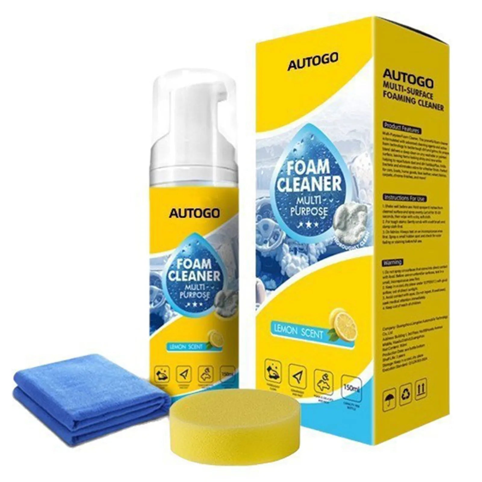 Nettoyant Moussant 150ml pour Intérieur de Voiture, Mousse Nettoyante Sans Rinçage pour Sièges en Cuir et Canapés, Nettoyant Multi-Usages pour Automobile et Maison - FATAONNettoyant Moussant 150ml pour Intérieur de Voiture, Mousse Nettoyante Sans Rinçage pour Sièges en Cuir et Canapés, Nettoyant Multi-Usages pour Automobile et MaisonAccessoire AutoFATAON