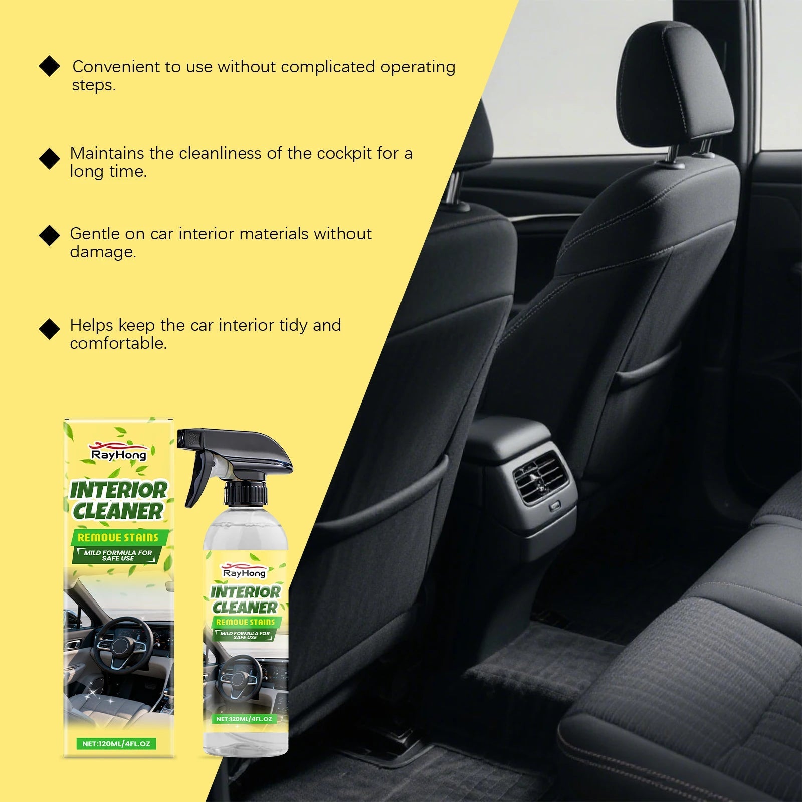 Nettoyant pour intérieur de voiture, élimine efficacement les taches de graisse de la poussière, nettoie les vernis du tableau de bord intérieur améliore la brillance, Agent de rénovation - FATAONNettoyant pour intérieur de voiture, élimine efficacement les taches de graisse de la poussière, nettoie les vernis du tableau de bord intérieur améliore la brillance, Agent de rénovationAccessoire AutoFATAON