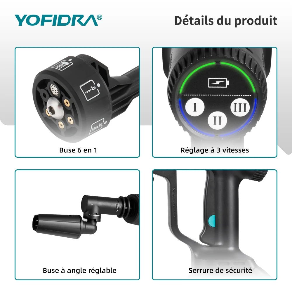Nettoyeur haute pression sans fil YOFIDRA 6 en 1 200 bars, pistolet à eau pour voiture, nettoyeur domestique, pistolet de lavage pour batterie Makita. - FATAONNettoyeur haute pression sans fil YOFIDRA 6 en 1 200 bars, pistolet à eau pour voiture, nettoyeur domestique, pistolet de lavage pour batterie Makita.Outils & PerformanceFATAON