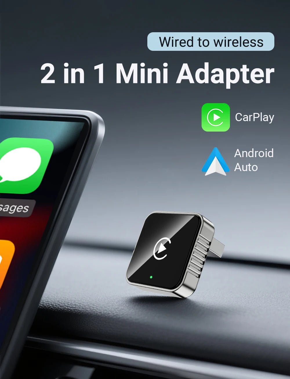 New Super Mini Carplay AI Box Wired to Wireless CarPlay&Android Auto 2in1 Box 5GHz WiFi5 for 99% Original Wired CarPlay/Auto Car - FATAONNew Super Mini Carplay AI Box Wired to Wireless CarPlay&Android Auto 2in1 Box 5GHz WiFi5 for 99% Original Wired CarPlay/Auto CarFATAON