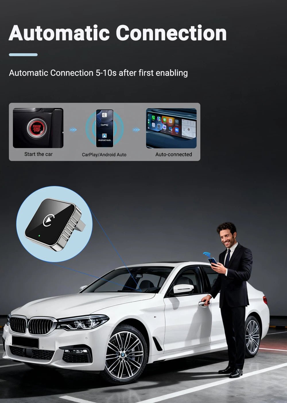New Super Mini Carplay AI Box Wired to Wireless CarPlay&Android Auto 2in1 Box 5GHz WiFi5 for 99% Original Wired CarPlay/Auto Car - FATAONNew Super Mini Carplay AI Box Wired to Wireless CarPlay&Android Auto 2in1 Box 5GHz WiFi5 for 99% Original Wired CarPlay/Auto CarFATAON