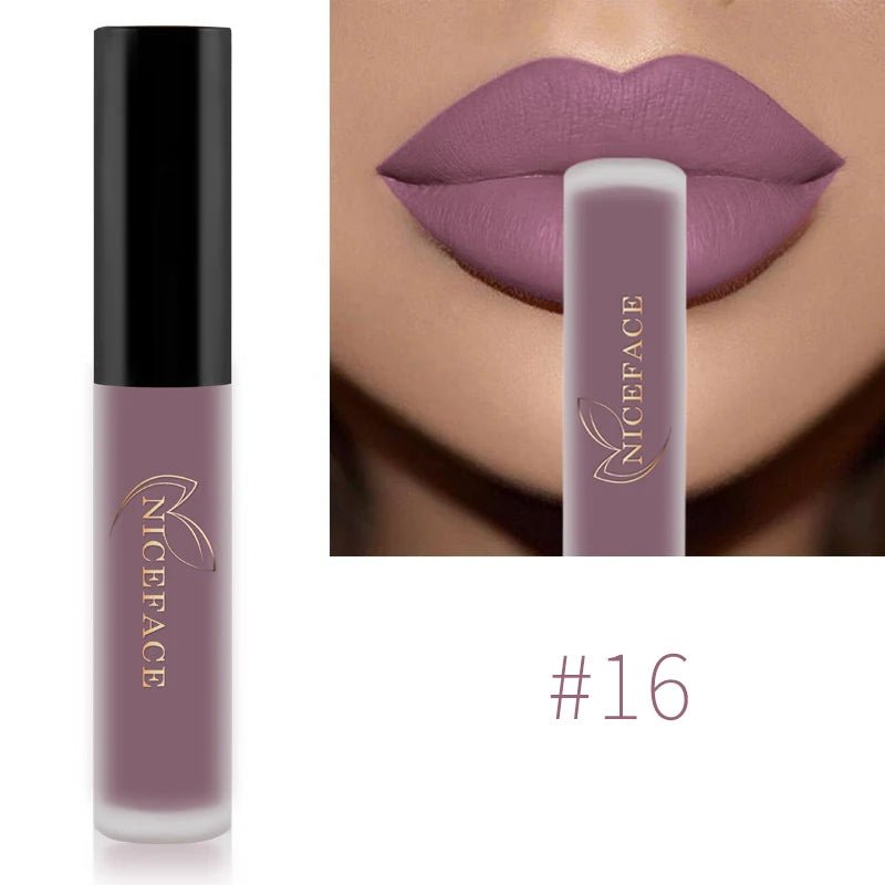 NICEFACE Nude Liquid Lipsticks Waterproof Velvet Matte Lip Gloss Long Lasting Non-stick Cup Lip Tint Makeup Pigment Cosmetics - FATAONNICEFACE Nude Liquid Lipsticks Waterproof Velvet Matte Lip Gloss Long Lasting Non-stick Cup Lip Tint Makeup Pigment CosmeticsBeauté femmeFATAON
