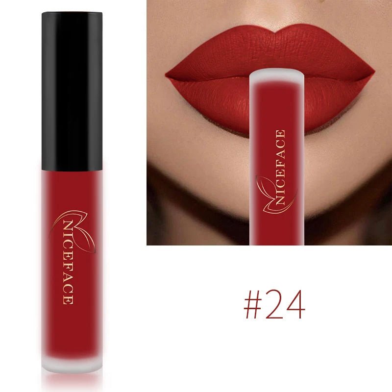NICEFACE Nude Liquid Lipsticks Waterproof Velvet Matte Lip Gloss Long Lasting Non-stick Cup Lip Tint Makeup Pigment Cosmetics - FATAONNICEFACE Nude Liquid Lipsticks Waterproof Velvet Matte Lip Gloss Long Lasting Non-stick Cup Lip Tint Makeup Pigment CosmeticsBeauté femmeFATAON