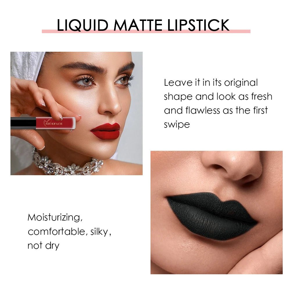 NICEFACE Nude Liquid Lipsticks Waterproof Velvet Matte Lip Gloss Long Lasting Non-stick Cup Lip Tint Makeup Pigment Cosmetics - FATAONNICEFACE Nude Liquid Lipsticks Waterproof Velvet Matte Lip Gloss Long Lasting Non-stick Cup Lip Tint Makeup Pigment CosmeticsBeauté femmeFATAON