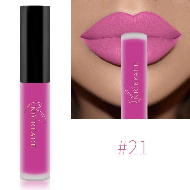 NICEFACE Nude Liquid Lipsticks Waterproof Velvet Matte Lip Gloss Long Lasting Non-stick Cup Lip Tint Makeup Pigment Cosmetics - FATAONNICEFACE Nude Liquid Lipsticks Waterproof Velvet Matte Lip Gloss Long Lasting Non-stick Cup Lip Tint Makeup Pigment CosmeticsBeauté femmeFATAON