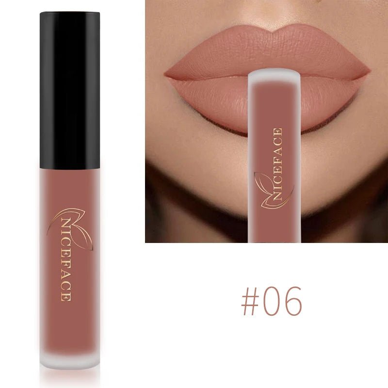NICEFACE Nude Liquid Lipsticks Waterproof Velvet Matte Lip Gloss Long Lasting Non-stick Cup Lip Tint Makeup Pigment Cosmetics - FATAONNICEFACE Nude Liquid Lipsticks Waterproof Velvet Matte Lip Gloss Long Lasting Non-stick Cup Lip Tint Makeup Pigment CosmeticsBeauté femmeFATAON