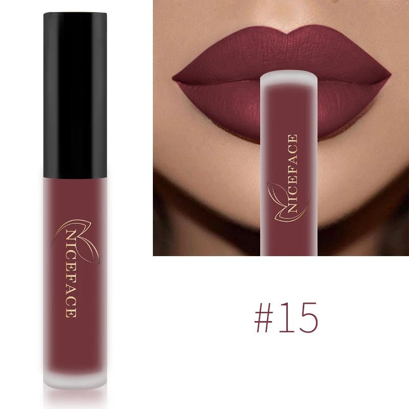 NICEFACE Nude Liquid Lipsticks Waterproof Velvet Matte Lip Gloss Long Lasting Non-stick Cup Lip Tint Makeup Pigment Cosmetics - FATAONNICEFACE Nude Liquid Lipsticks Waterproof Velvet Matte Lip Gloss Long Lasting Non-stick Cup Lip Tint Makeup Pigment CosmeticsBeauté femmeFATAON