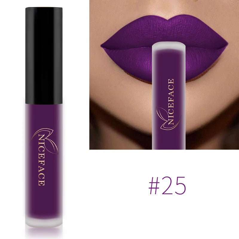 NICEFACE Nude Liquid Lipsticks Waterproof Velvet Matte Lip Gloss Long Lasting Non-stick Cup Lip Tint Makeup Pigment Cosmetics - FATAONNICEFACE Nude Liquid Lipsticks Waterproof Velvet Matte Lip Gloss Long Lasting Non-stick Cup Lip Tint Makeup Pigment CosmeticsBeauté femmeFATAON
