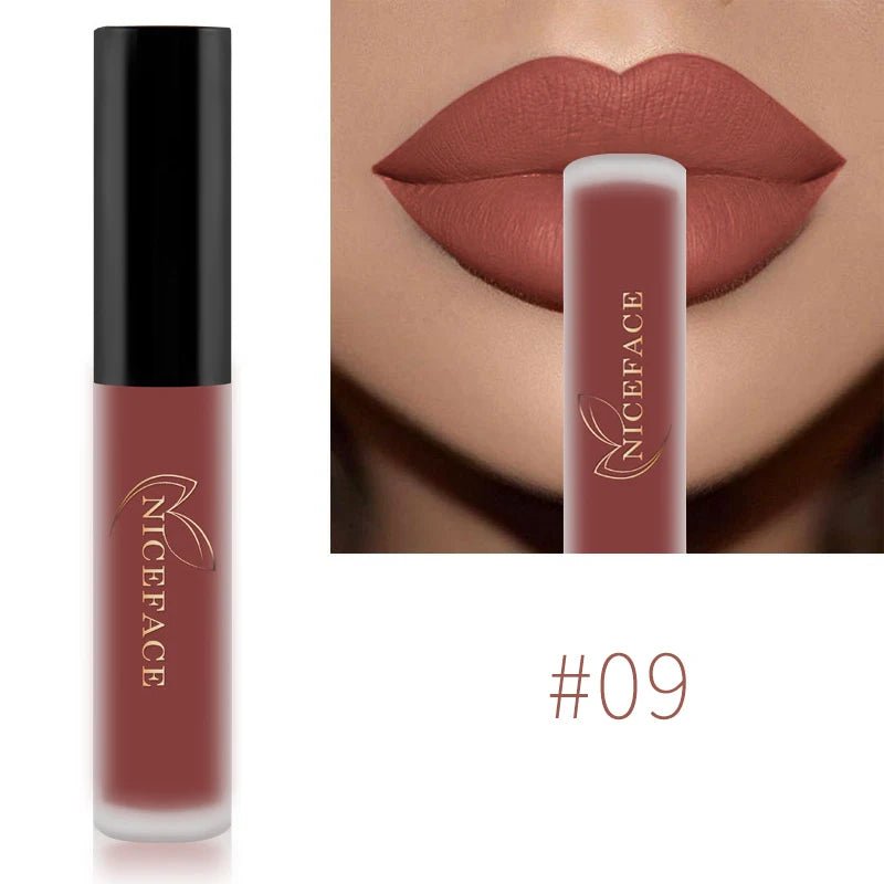 NICEFACE Nude Liquid Lipsticks Waterproof Velvet Matte Lip Gloss Long Lasting Non-stick Cup Lip Tint Makeup Pigment Cosmetics - FATAONNICEFACE Nude Liquid Lipsticks Waterproof Velvet Matte Lip Gloss Long Lasting Non-stick Cup Lip Tint Makeup Pigment CosmeticsBeauté femmeFATAON