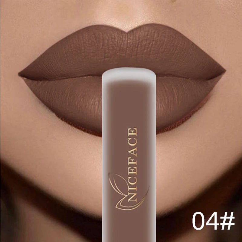 NICEFACE Nude Liquid Lipsticks Waterproof Velvet Matte Lip Gloss Long Lasting Non-stick Cup Lip Tint Makeup Pigment Cosmetics - FATAONNICEFACE Nude Liquid Lipsticks Waterproof Velvet Matte Lip Gloss Long Lasting Non-stick Cup Lip Tint Makeup Pigment CosmeticsBeauté femmeFATAON