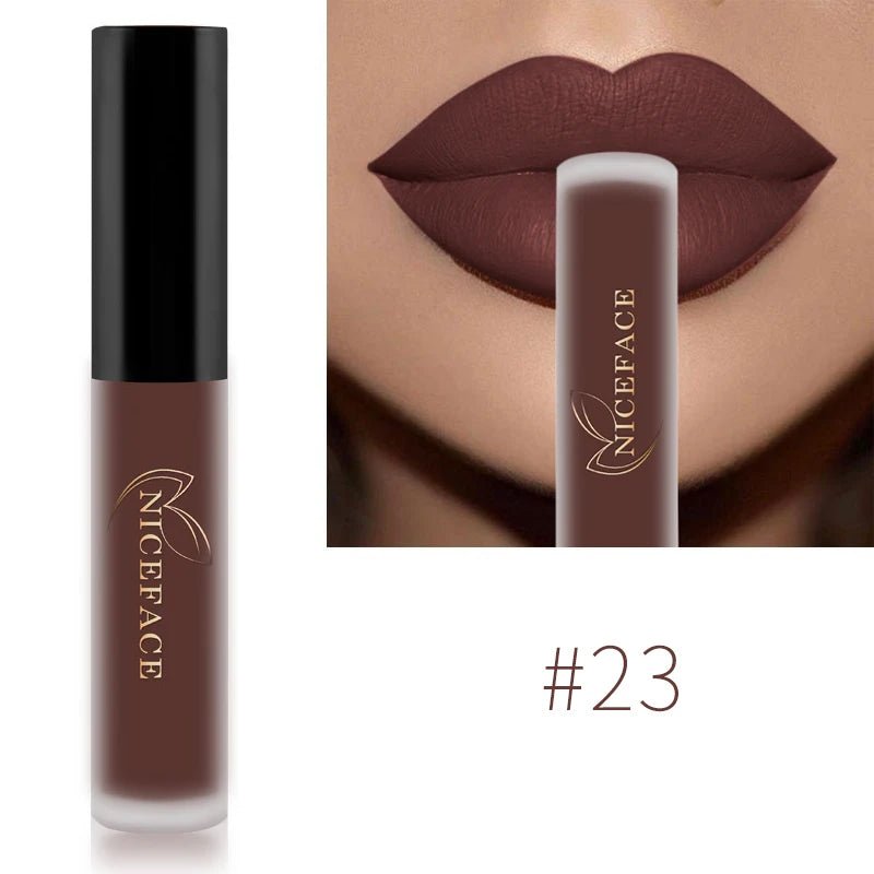 NICEFACE Nude Liquid Lipsticks Waterproof Velvet Matte Lip Gloss Long Lasting Non-stick Cup Lip Tint Makeup Pigment Cosmetics - FATAONNICEFACE Nude Liquid Lipsticks Waterproof Velvet Matte Lip Gloss Long Lasting Non-stick Cup Lip Tint Makeup Pigment CosmeticsBeauté femmeFATAON