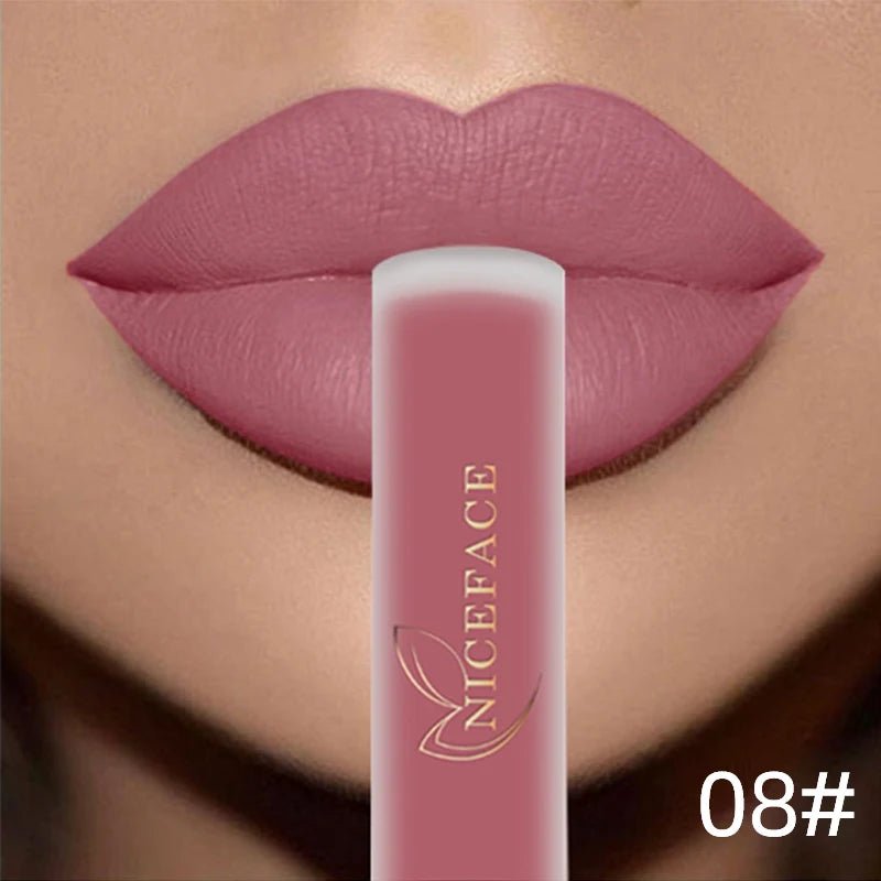 NICEFACE Nude Liquid Lipsticks Waterproof Velvet Matte Lip Gloss Long Lasting Non-stick Cup Lip Tint Makeup Pigment Cosmetics - FATAONNICEFACE Nude Liquid Lipsticks Waterproof Velvet Matte Lip Gloss Long Lasting Non-stick Cup Lip Tint Makeup Pigment CosmeticsBeauté femmeFATAON