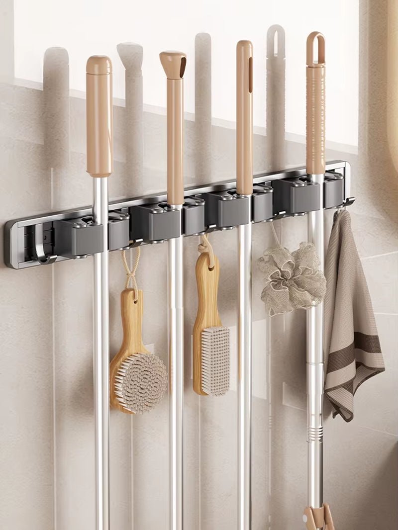 Non Perforated Mop Rack Iron Wall Mounted Mop Broom Storage Rack Home Storage and Storage Shelf Multi Scenario Use - Fix & GoNon Perforated Mop Rack Iron Wall Mounted Mop Broom Storage Rack Home Storage and Storage Shelf Multi Scenario UseFix & Go