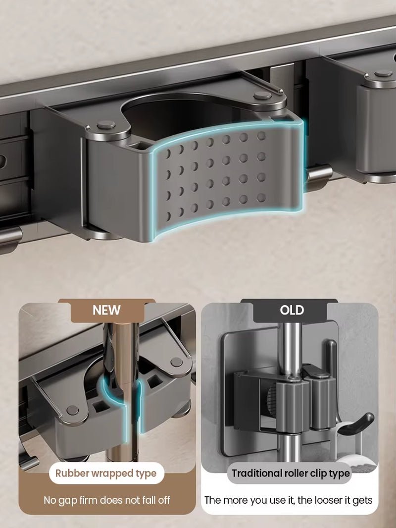 Non Perforated Mop Rack Iron Wall Mounted Mop Broom Storage Rack Home Storage and Storage Shelf Multi Scenario Use - Fix & GoNon Perforated Mop Rack Iron Wall Mounted Mop Broom Storage Rack Home Storage and Storage Shelf Multi Scenario UseFix & Go