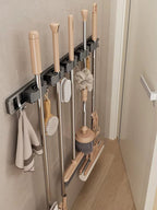 Non Perforated Mop Rack Iron Wall Mounted Mop Broom Storage Rack Home Storage and Storage Shelf Multi Scenario Use - Fix & GoNon Perforated Mop Rack Iron Wall Mounted Mop Broom Storage Rack Home Storage and Storage Shelf Multi Scenario UseFix & Go