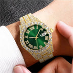 Nouveau Hip Hop glacé hommes montre plein strass autour de luxe montres à Quartz horloge ronde unisexe cadran rouge montre-bracelet cadeau - FATAONNouveau Hip Hop glacé hommes montre plein strass autour de luxe montres à Quartz horloge ronde unisexe cadran rouge montre-bracelet cadeauMode HommeFATAON