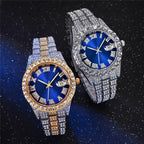 Nouveau Hip Hop glacé hommes montre plein strass autour de luxe montres à Quartz horloge ronde unisexe cadran rouge montre-bracelet cadeau - FATAONNouveau Hip Hop glacé hommes montre plein strass autour de luxe montres à Quartz horloge ronde unisexe cadran rouge montre-bracelet cadeauMode HommeFATAON