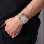 Nouveau Hip Hop glacé hommes montre plein strass autour de luxe montres à Quartz horloge ronde unisexe cadran rouge montre-bracelet cadeau - FATAONNouveau Hip Hop glacé hommes montre plein strass autour de luxe montres à Quartz horloge ronde unisexe cadran rouge montre-bracelet cadeauMode HommeFATAON