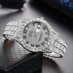 Nouveau Hip Hop glacé hommes montre plein strass autour de luxe montres à Quartz horloge ronde unisexe cadran rouge montre-bracelet cadeau - FATAONNouveau Hip Hop glacé hommes montre plein strass autour de luxe montres à Quartz horloge ronde unisexe cadran rouge montre-bracelet cadeauMode HommeFATAON