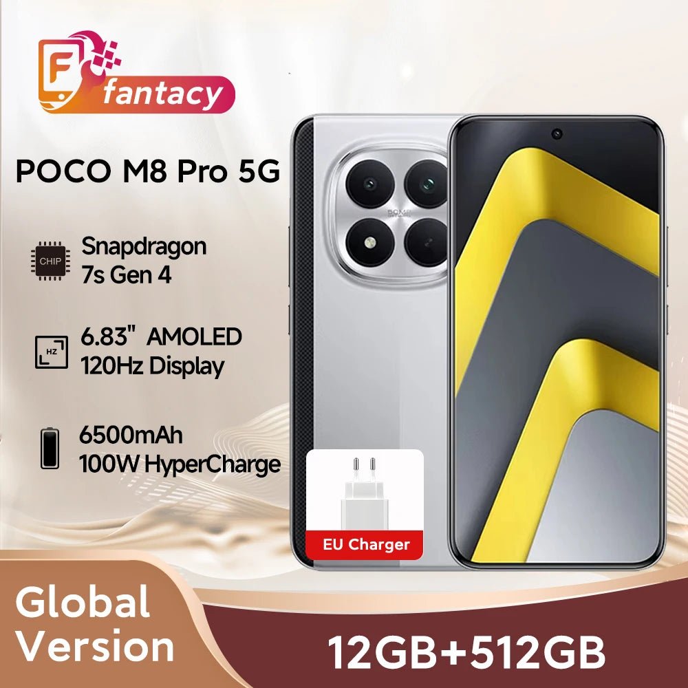 Nouveau smartphone POCO M8 Pro 5G version globale, Snapdragon 7s Gen 4, HyperCharge 100W, 6500mAh, écran 6,83 pouces 1,5K, NFC - FATAONNouveau smartphone POCO M8 Pro 5G version globale, Snapdragon 7s Gen 4, HyperCharge 100W, 6500mAh, écran 6,83 pouces 1,5K, NFCProductivité & OrganisationFATAON