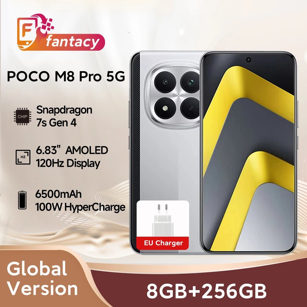 Nouveau smartphone POCO M8 Pro 5G version globale, Snapdragon 7s Gen 4, HyperCharge 100W, 6500mAh, écran 6,83 pouces 1,5K, NFC - FATAONNouveau smartphone POCO M8 Pro 5G version globale, Snapdragon 7s Gen 4, HyperCharge 100W, 6500mAh, écran 6,83 pouces 1,5K, NFCProductivité & OrganisationFATAON