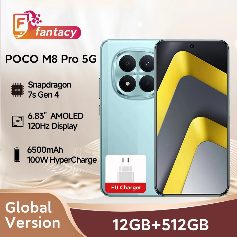 Nouveau smartphone POCO M8 Pro 5G version globale, Snapdragon 7s Gen 4, HyperCharge 100W, 6500mAh, écran 6,83 pouces 1,5K, NFC - FATAONNouveau smartphone POCO M8 Pro 5G version globale, Snapdragon 7s Gen 4, HyperCharge 100W, 6500mAh, écran 6,83 pouces 1,5K, NFCProductivité & OrganisationFATAON